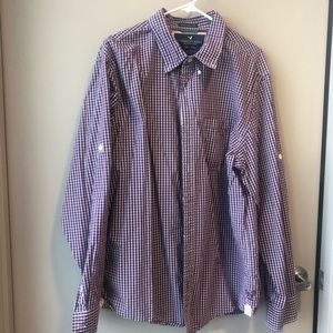 AE Men’s Plum Checkered Button Down Shirt -XXL